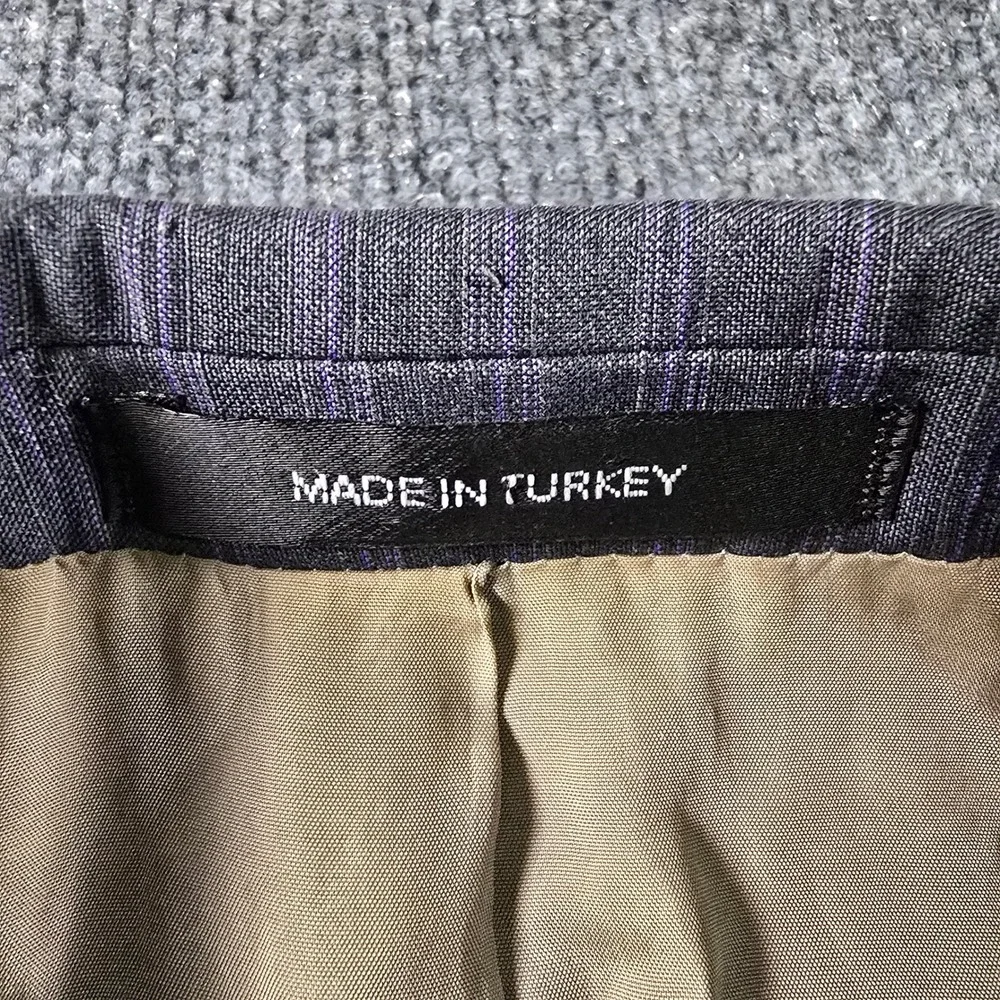 Hugo Boss Mens 44L Blazer Paolini Movio US Grey Purple Pinstripe Sport Coat 44 L